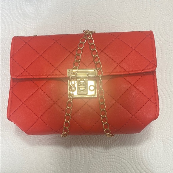 None Handbags - Red Quilted Chain Bag